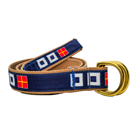 Personalized Nautical Flag Belt: with D-Ring Closure