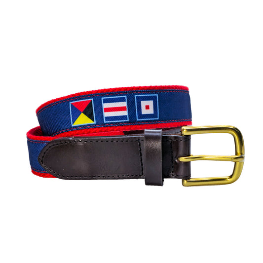 Personalized Nautical Flag Belt: with Leather Tip