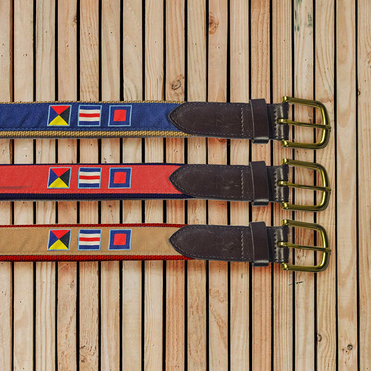 Personalized Nautical Flag Belt: with Leather Tip