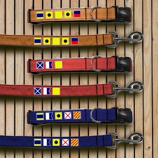 Personalized Nautical Flag Collar and Lead